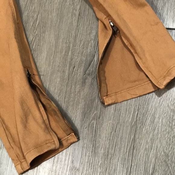 KDNK Camel Zip Ankle Pull-On Drawstring Cotton Stretch Twill Pants size M - Picture 6 of 9